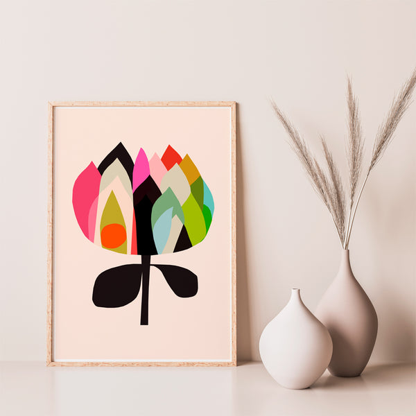 Waratah Abstract Art Print - our love of Australian Native Flora