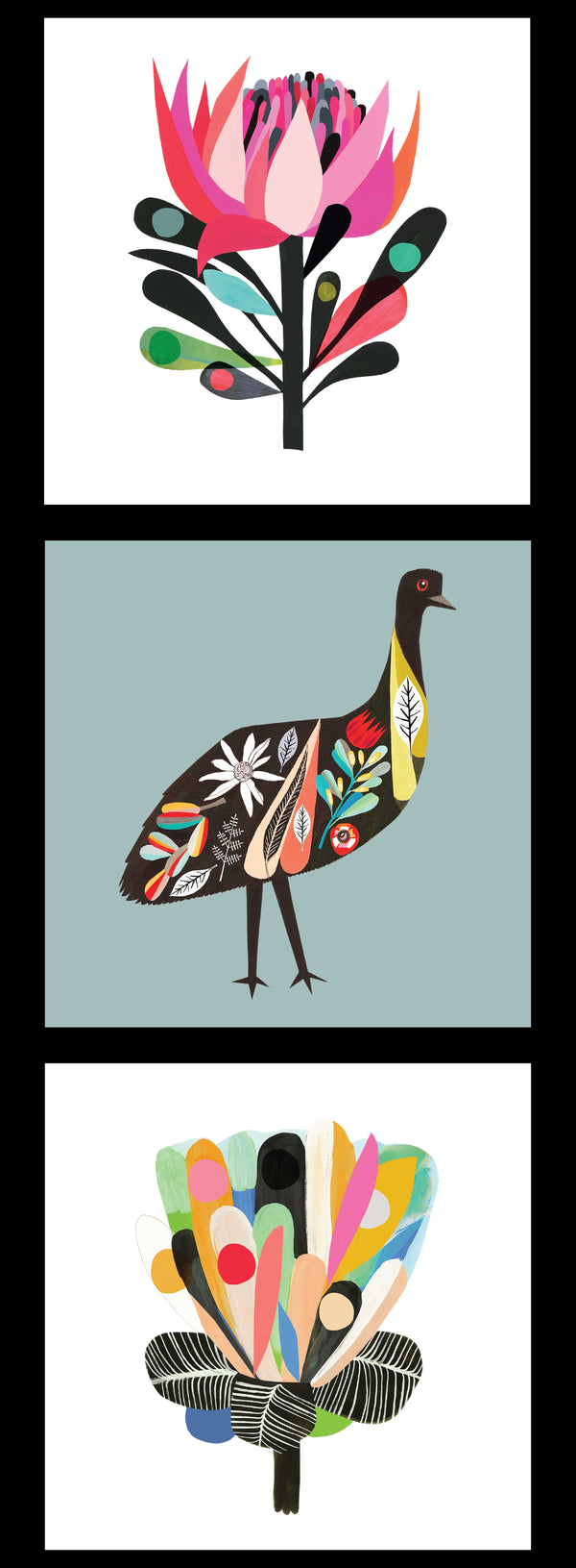 Waratah Emu & Protea Fabric Panel