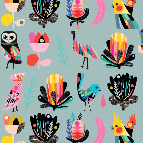 Flora & Fauna II Teal Inaluxe Fabric