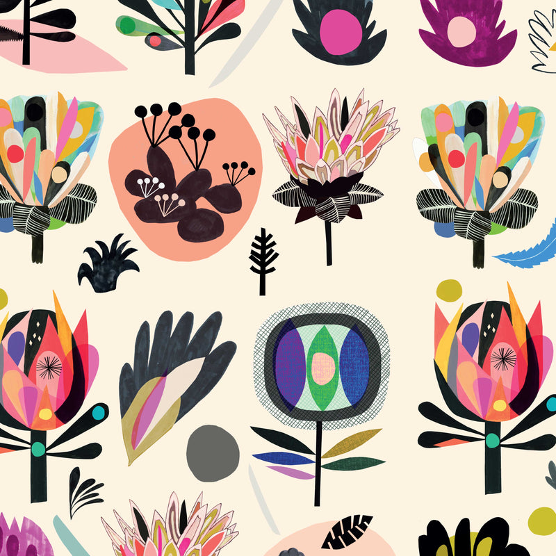 Flower Collection Cream Fabric by Inaluxe