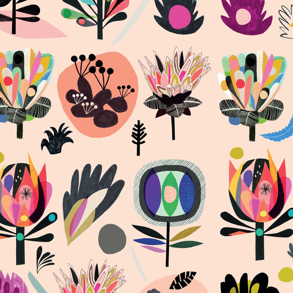 Flower Collection Peach Fabric by Inaluxe