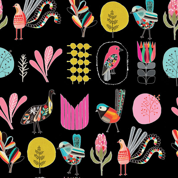 Australian Flora & Fauna Black by Inaluxe