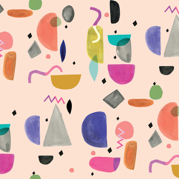 Abstract Peachy Pink Fabric by Inaluxe