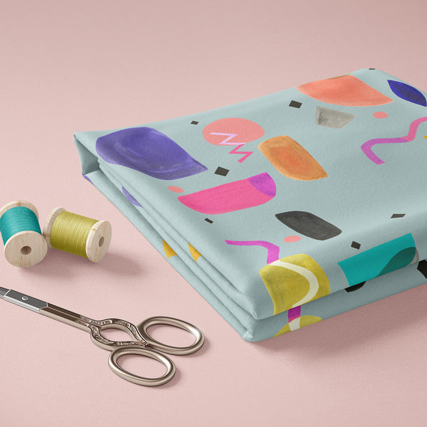 Abstract Teal shapes Fabric by Inaluxe