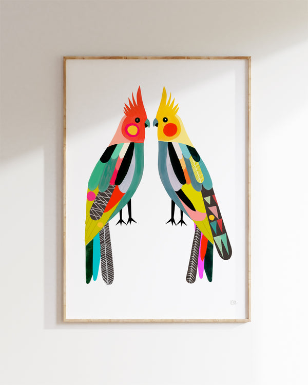 Little Cockatiels Art Print