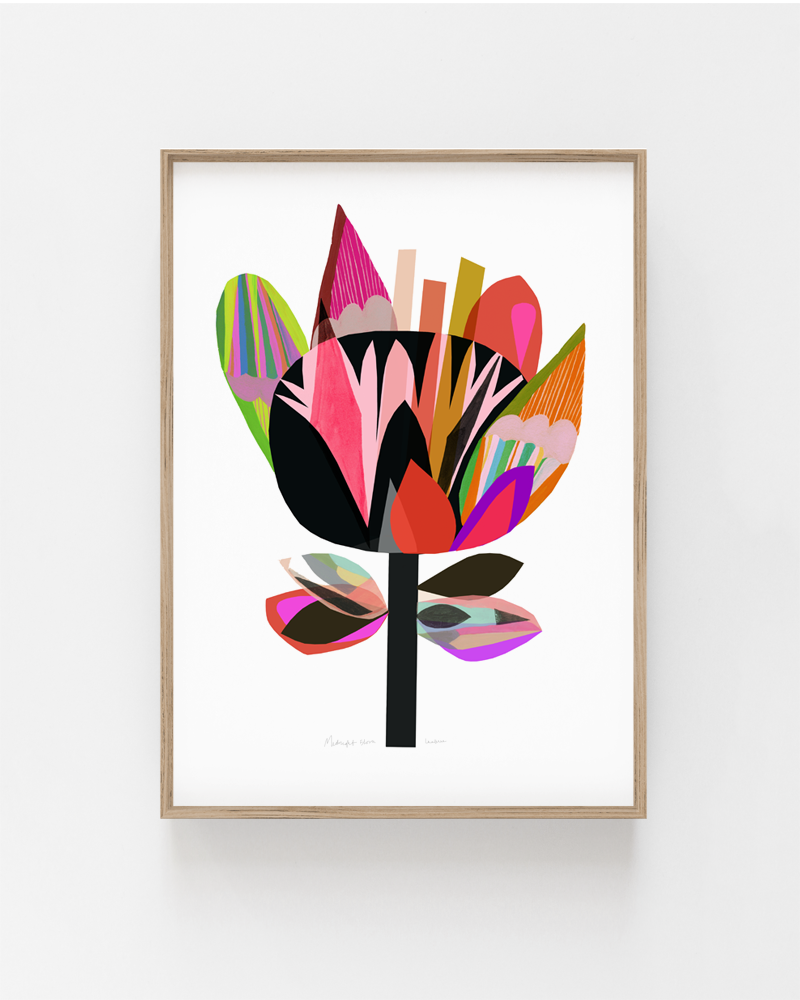 Midnight Flora Abstract Botanical Print