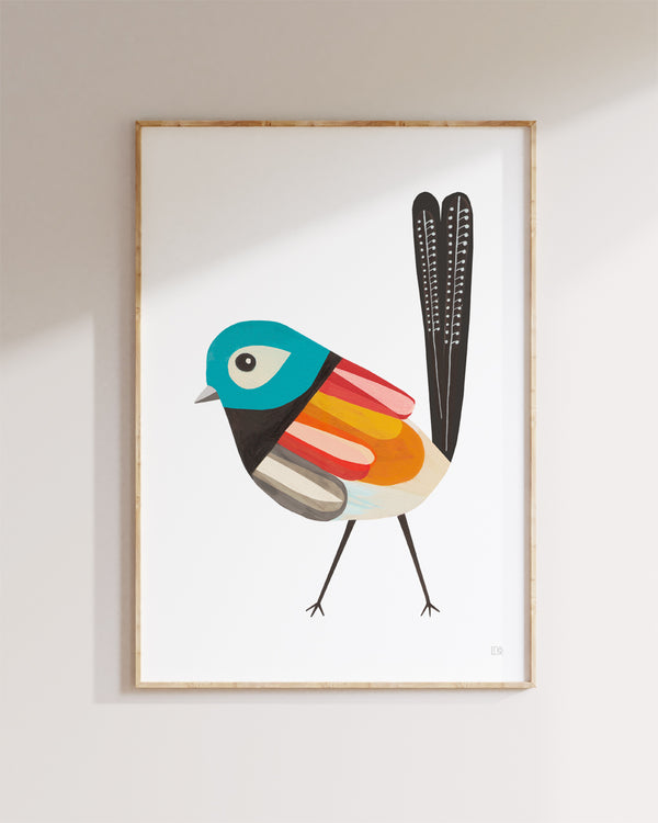 Red Winged Australian Fairy Wren Archival Print